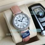 Swiss Copy Jaeger-LeCoultre Rendez-Vous Ladies Watch Diamond Bezel Pink Leather Strap